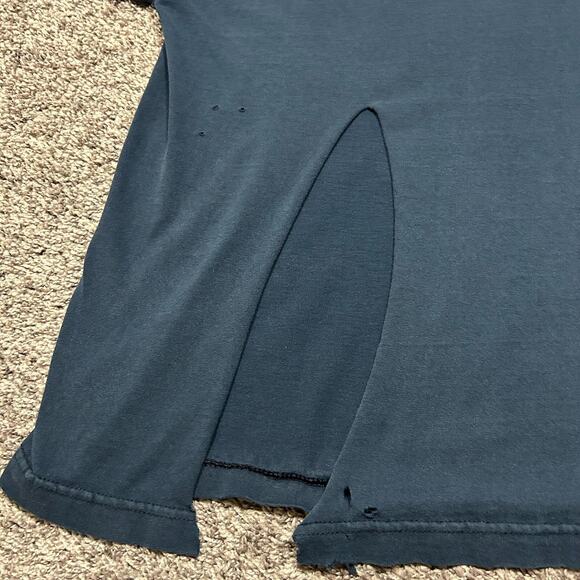Vintage Thrashed Shirt Distressed Graphic Tee y2k Grunge Aesthetic Navy Blue - Picture 7 of 8